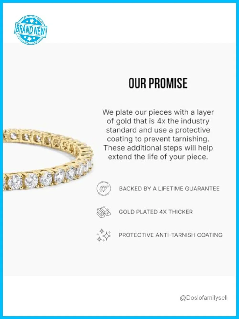 14k Gold Plated Tennis Chain Bracelet, Stackable Everyday Jewelry,